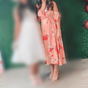 Peach Floral Wrap Dress from Lulus Size XS